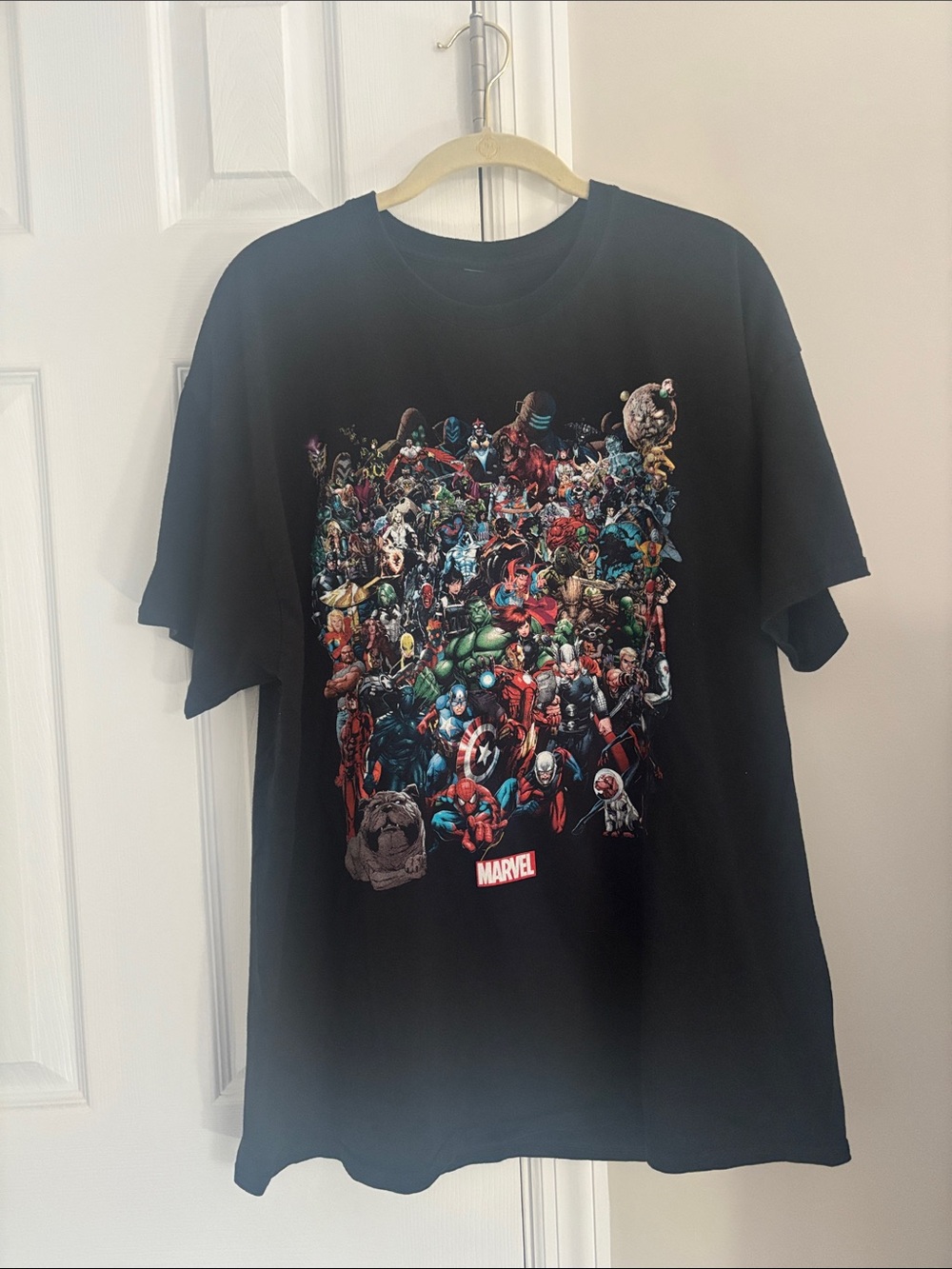 Marvel Black Short Sleeve Tee with Multicolor Character Collage